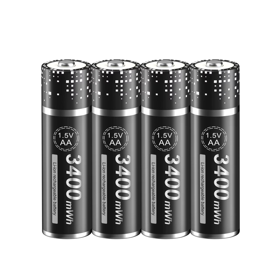 PALO AA Li-Ionen-Batterie mit konstanter 1.5V Spannung, Hochkapazität 3400mWh, Schwarz, inklusive Batteriebox - Bild 3