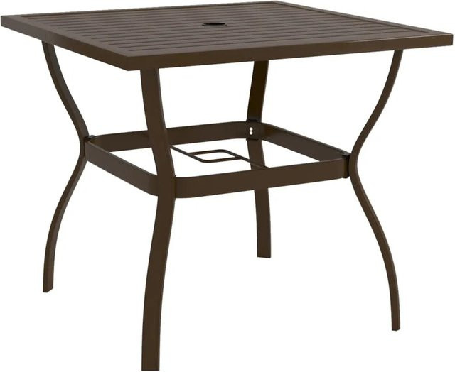 DELUKE Gartentisch Tommi in Braun-antik, quadratischer Bistrotisch aus Stahl im Industriestil, B/T/H: 81,5 x 81,5 x 72 cm - Bild 1