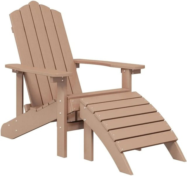 Furnicato Adirondack Gartenstuhl mit Fußteil aus HDPE in Braun - Bild 1