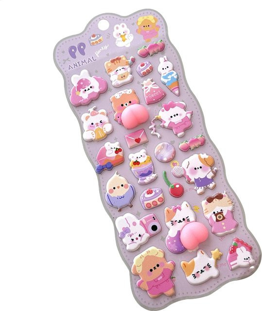 Kawaii 3D-Squish Aufkleber in Zuckerwatte-Optik für Scrapbooking, bunte 3D-Abziehbilder für Teenager - Bild 1