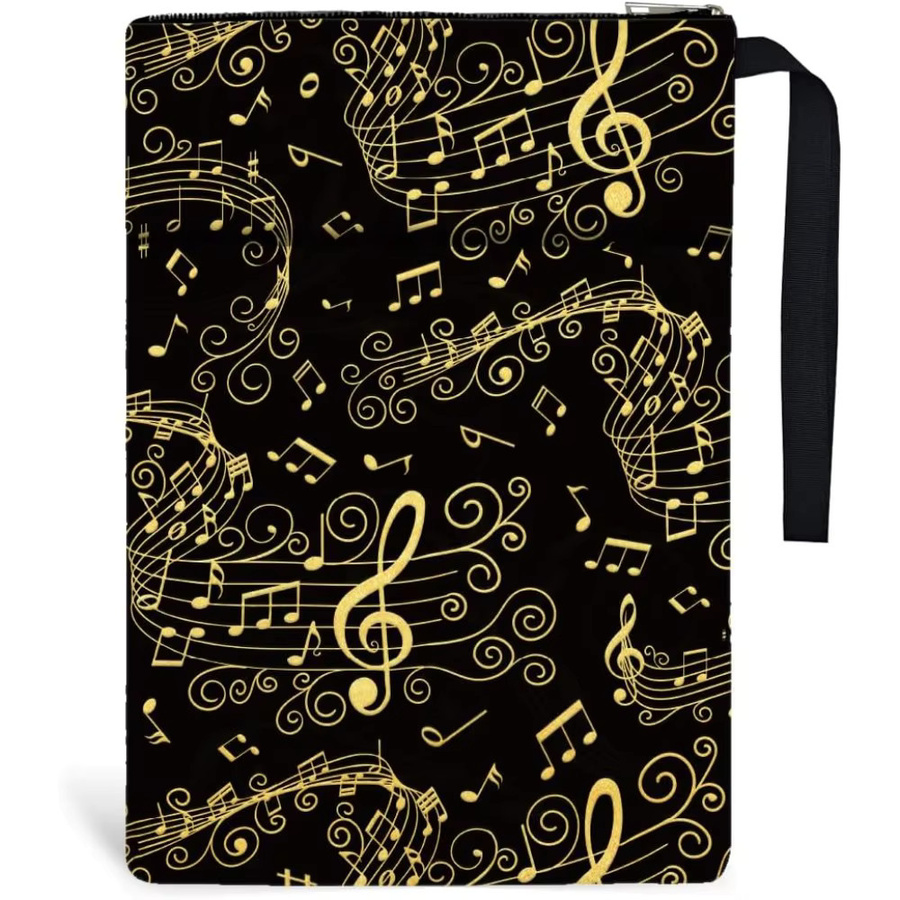 2 Stück Musiknoten-Buchhüllen aus Polyester in Schwarz mit Reißverschluss und Vordertasche, B: 34 cm, H: 24 cm - Bild 7