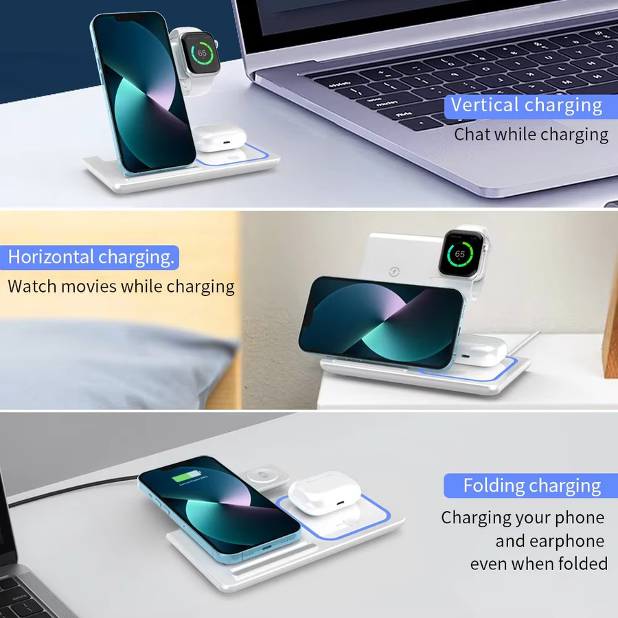 Apple Kabelloses 3-in-1 Schnellladegerät Faltbare Ladestation in Schwarz für iPhone, Apple Watch und AirPods - Bild 4