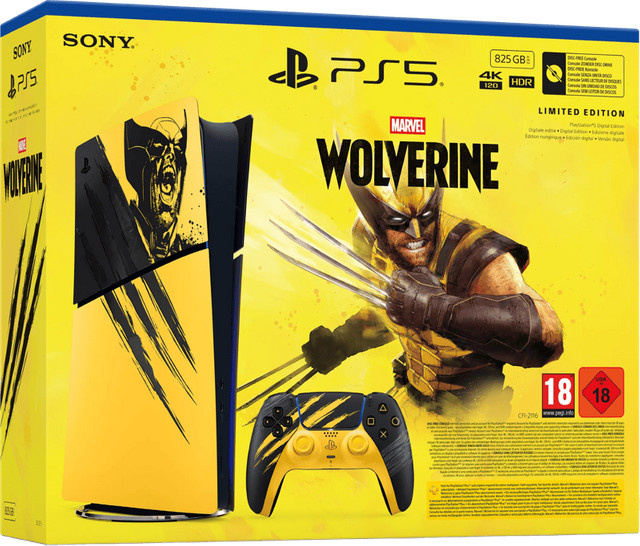 Sony PlayStation 5 Slim Digital Edition Wolverine Battle Yellow Limited Edition - Bild 1