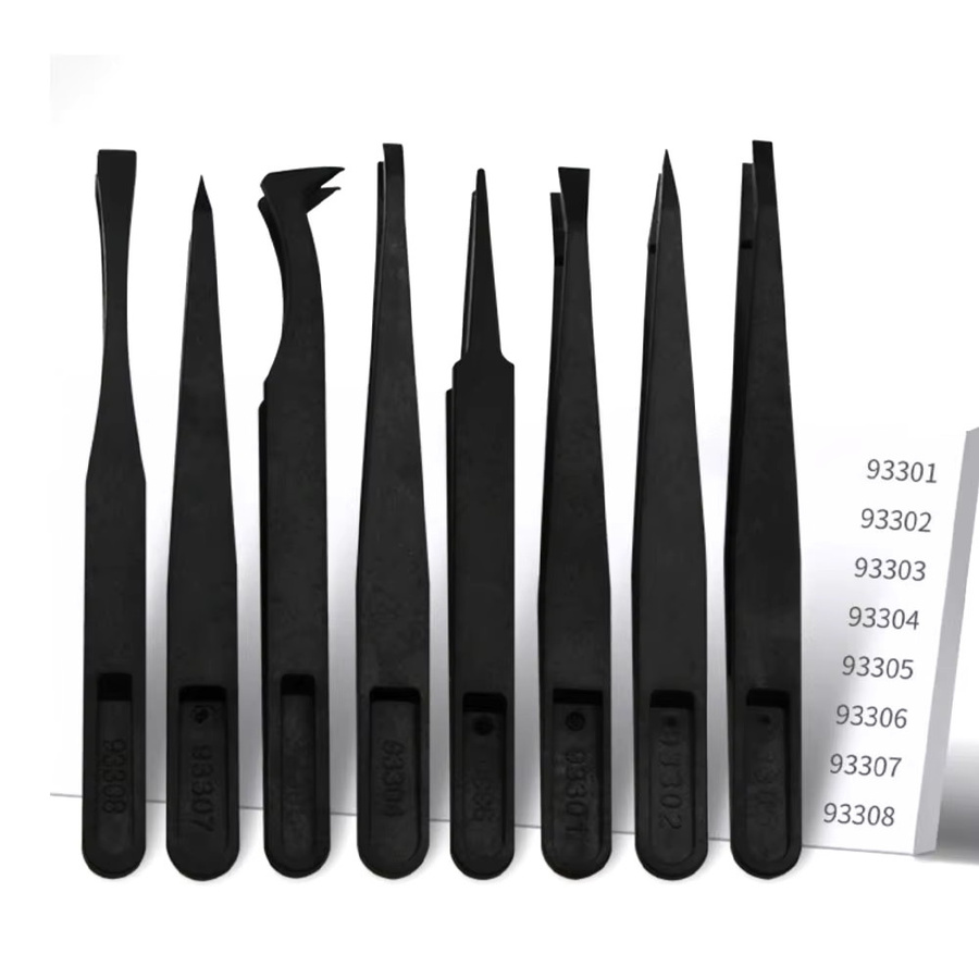 Binoax Präzisionspinzetten-Set aus Kunststoff in Schwarz für Elektronik, Labor und Schmuck - Bild 2