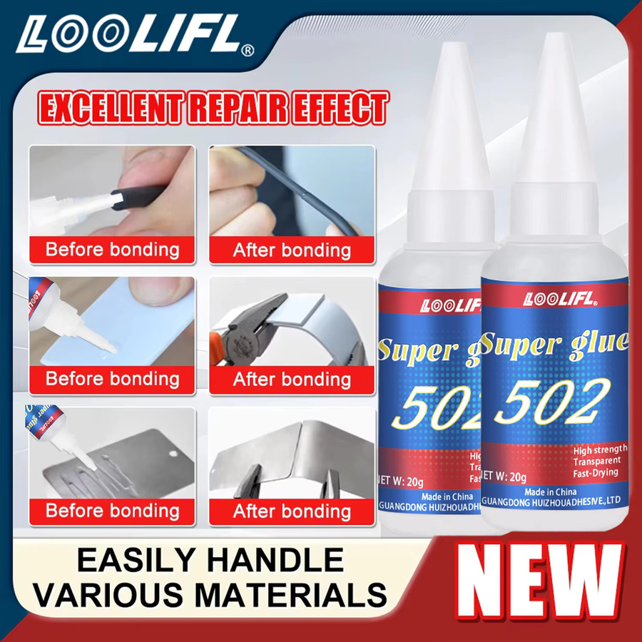 LOOLIFL 502 Superkleber Cyanacrylat Flüssigkleber transparent für Leder, Gummi, Holz und Metall - Bild 3