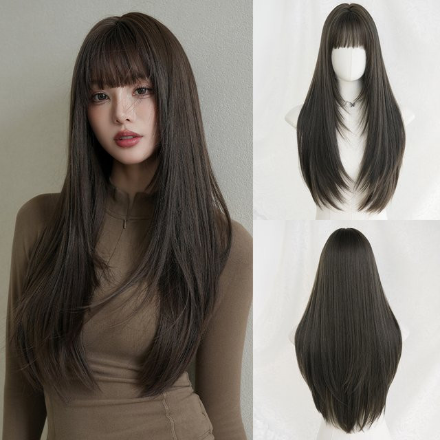 7JHH WIGS Perücke, braun, lang, glatt, synthetisch, Damen - Bild 1