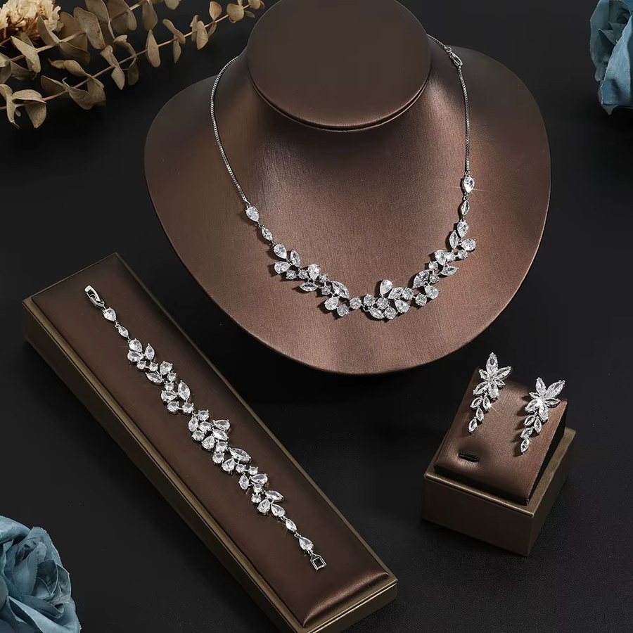 ZAKOL Schmuck-Set, Ohrringe, Armband, Halskette, Weiß, Zirkonia - Bild 2