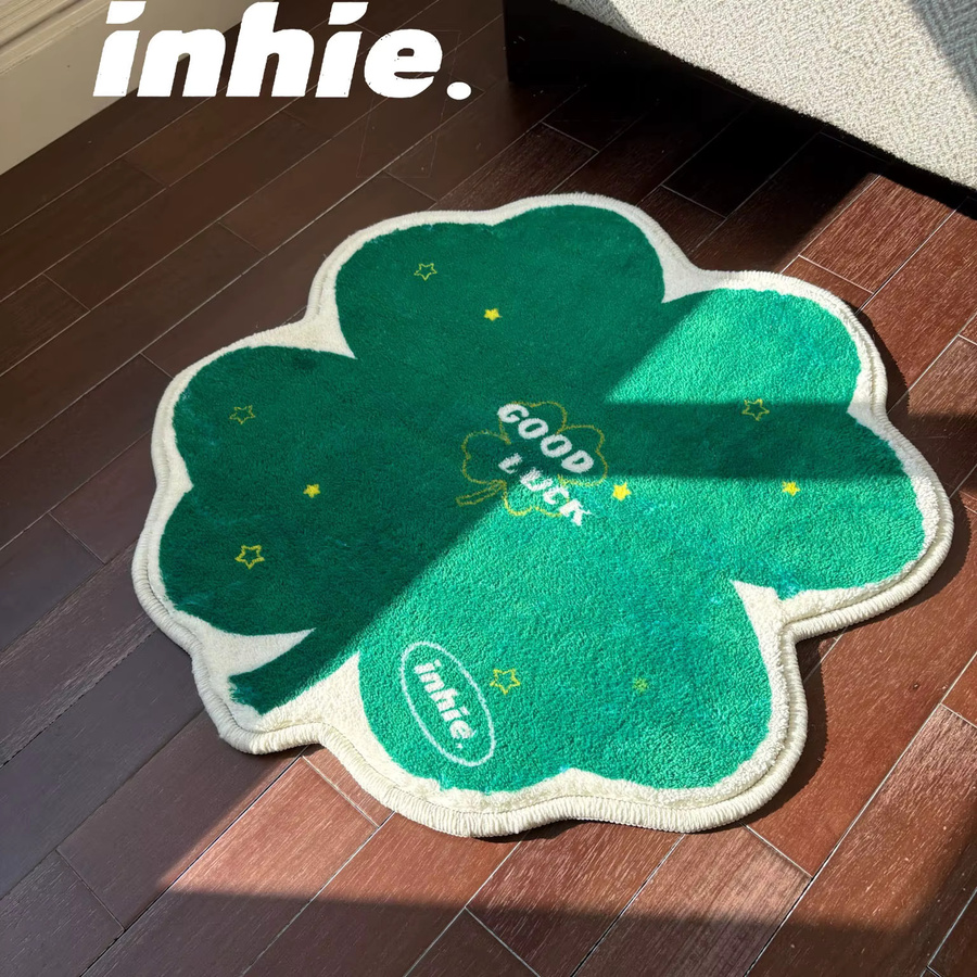 VIKAMA Summer Fresh Kleeblatt-Teppich in Grün mit floralem Design für Schlafzimmer und Wohnräume, Durchmesser: 60 cm - Bild 4