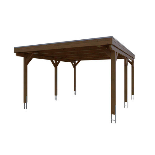 Skan Holz Carport Grunewald aus Fichten-Leimholz mit EPDM-Dach in Braun, B: 427 cm, T: 554 cm, H: 251 cm - Bild 4