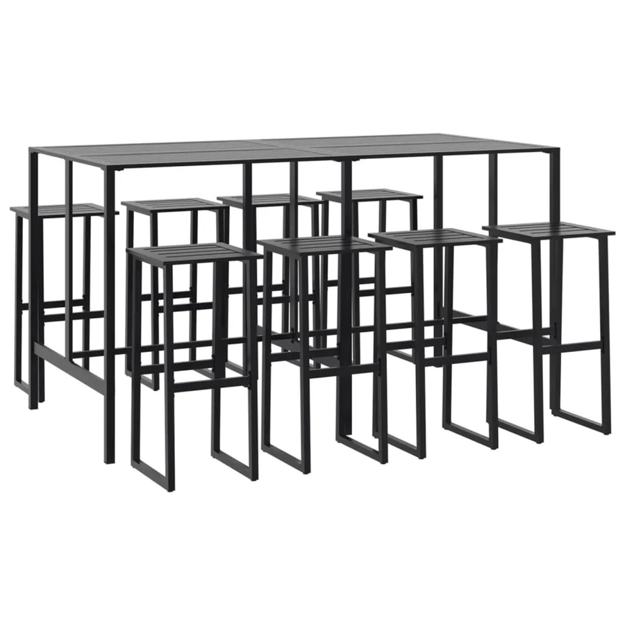 vidaXL 9-tlg Gartenbar-Set Schwarz aus pulverbeschichtetem Stahl - Bild 2