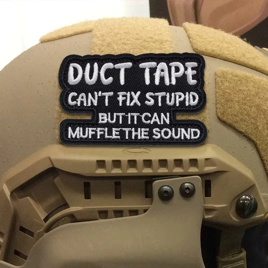 Bestickter Klettverschluss Aufnäher Duct Tape Meme Taktisches Abzeichen in Schwarz für Rucksack und Mütze - Bild 4