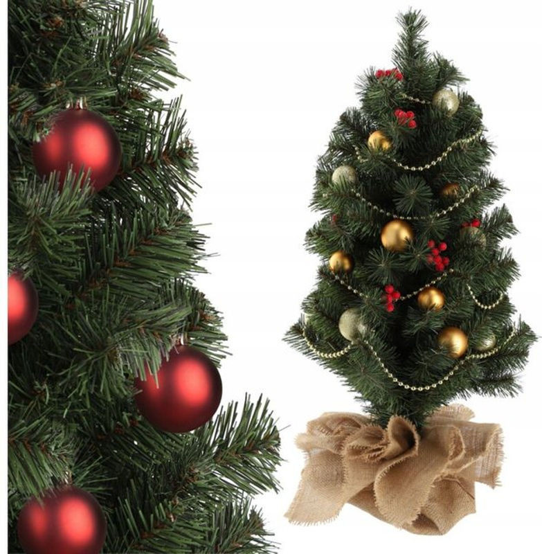 Künstlicher Weihnachtsbaum Kadax in Grün und Braun mit Jute-Topf, Höhe: 80 cm - Bild 1