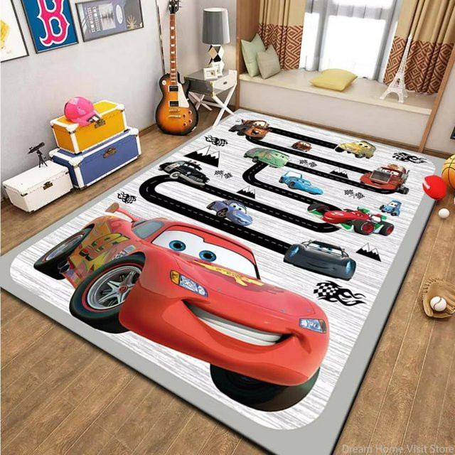 Karpetti McQueen Rennstrecken Teppich für Kinderzimmer und Wohnzimmer, Mehrfarbig, B/H: 60 x 40 cm - Bild 1