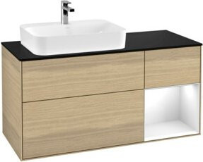 V&B Waschtischunterschrank Finion mit Wandbeleuchtung in Eichenoptik, Breite: 120 cm - Bild 1