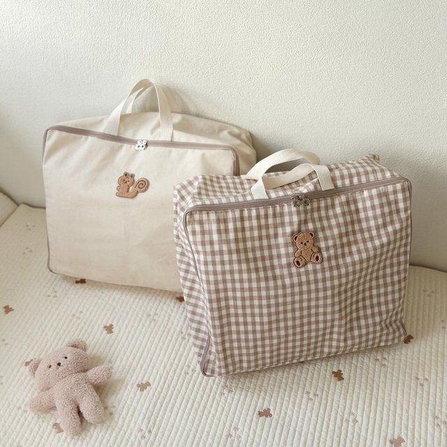 Wasserdichter Baby-Organizer aus Leinwand in Beige zur Aufbewahrung von Decken und Spielzeug - Bild 1