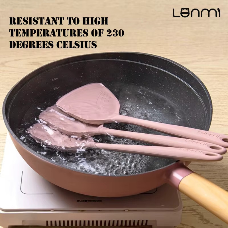 LANMI Silikon Spatel in Pink mit ergonomischem Griff, 30 cm Pfannkuchen-Flipper und Küchenutensilien-Set - Bild 3
