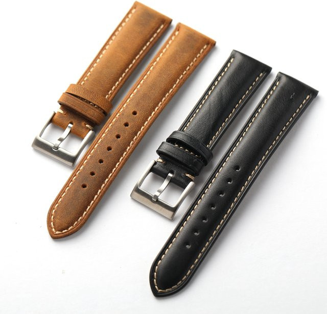 Raystray Uhrenarmband Leder, braun, schwarz, Vintage - Bild 1