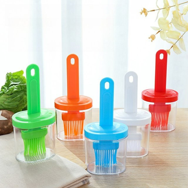 Silikon Ölpinsel mit integrierter Flasche in Blau, hitzebeständiger Backpinsel für die Küche - Bild 1