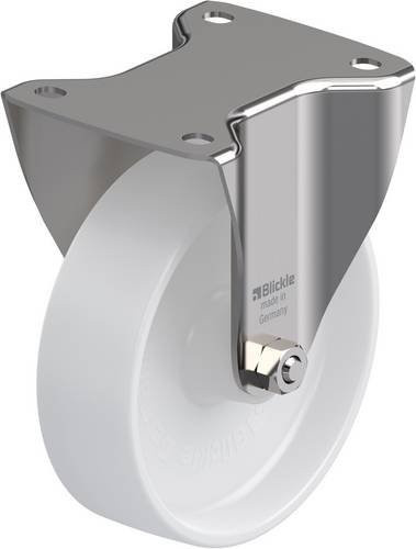 Blickle BX-PO 160G Bockrolle aus Edelstahl in Weiß mit Schraubbefestigung, Rad-Durchmesser: 160 mm, Tragfähigkeit: 400 kg - Bild 1