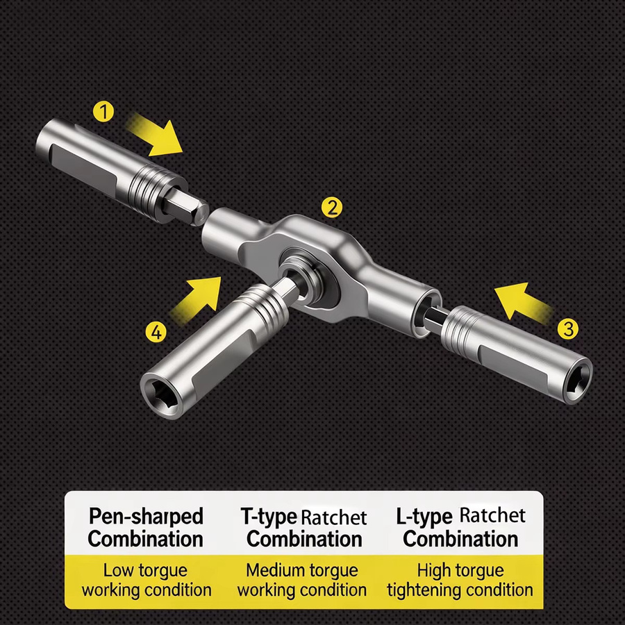 NIUXIANG 38-in-1 Magnetischer Ratschen-Schraubendreher-Satz in Silber für Reparatur und Wartung - Bild 4