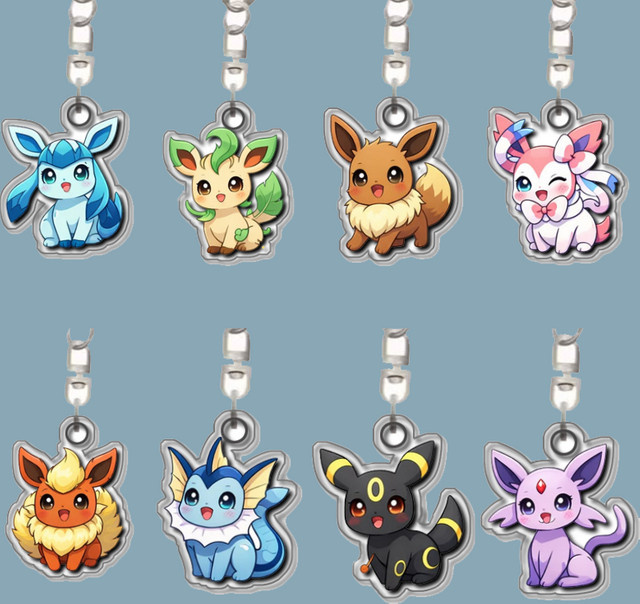 Keeppley Pokémon Leafeon Vaporeon Jolteon Espeon Glaceon Umbreon Sylveon Schlüsselanhänger - Bild 1