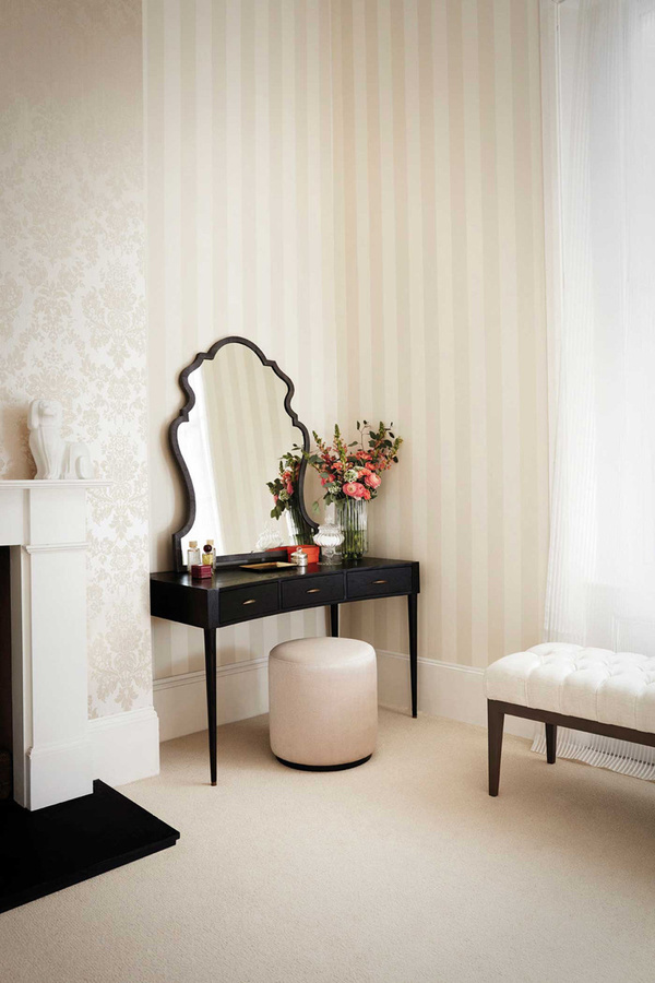 Cole & Son Tapete Glastonbury Stripe in Beige, Non-Woven, Abstraktes Streifenmuster, Klassisch - Bild 1