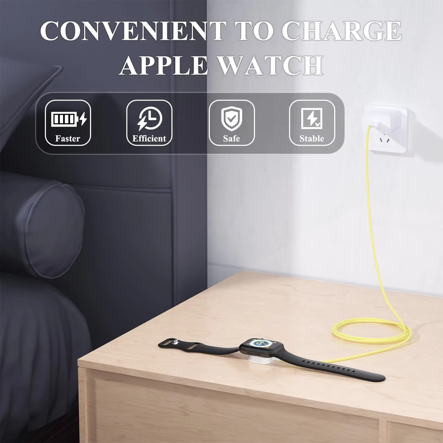 IEOVIEE USB Typ C Ladekabel für Apple Watch Serie Ultra 2 3 4 5 6 7 8 9 SE in Weiß mit Textil/NATO Nylon-Design - Bild 4
