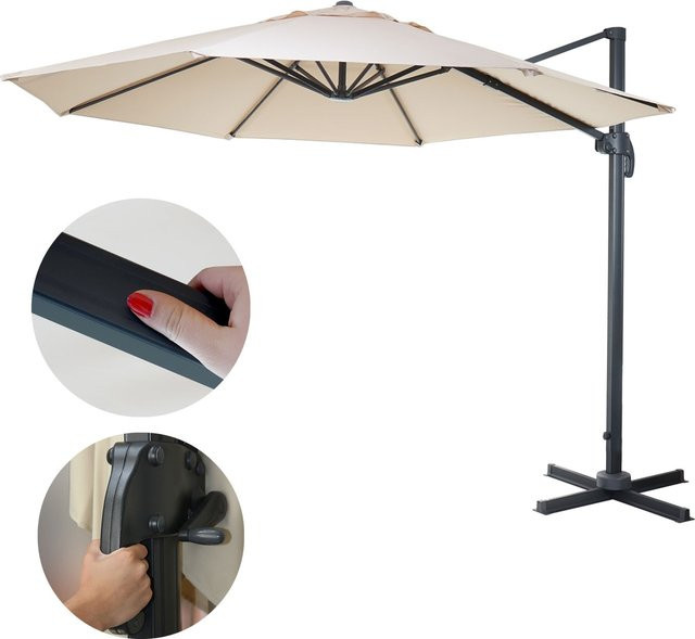 Gastronomie-Ampelschirm MCW-A96 in Beige mit Polyester-Bespannung und Gestell aus Alu und Stahl, Durchmesser: 300 cm - Bild 1