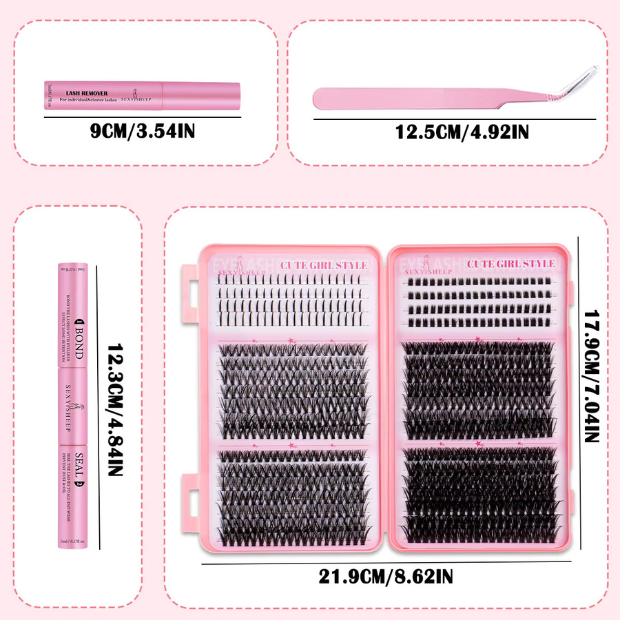 SEXYSHEEP Spikes Lash Clusters Kit, Wimpernbüschel-Set mit Kleber und Versiegelungsentferner - Bild 6