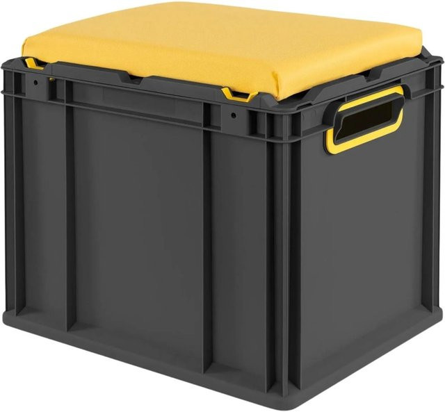 PROREGAL Eurobox Nextgen Seat Box Sitzbox Gelb Schwarz H x B x T: 36,5 x 30 x 40 cm - Bild 1