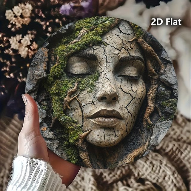 Potdemiel Vintage Aluminium-Metallschild Rund mit Natur- und Porträt-Design, Mehrfarbig, Durchmesser: 20,32 cm - Bild 1