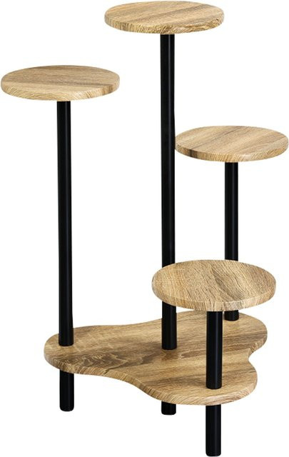 Blumensäule Kesper aus Holz in Eichendekor und Schwarz, B/H/T: 46 x 72,5 x 46 cm - Bild 1