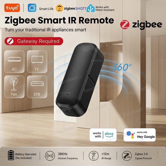 Tuya Zigbee Smart IR-Fernbedienung mit Temperatur- und Feuchtigkeitssensor für Tuya Smart Life und Zigbee2mqtt Gateway - Bild 1