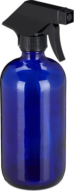 Relaxdays Sprühflasche aus Glas im 2er Set Blau, verstellbar, H x B x T: 22 x 7 x 10 cm - Bild 1