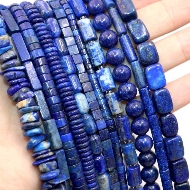 SYSRXLR Spacer Stein, Lapislazuli, Runde Rohr Facettierte Perlen, Unisex - Bild 1