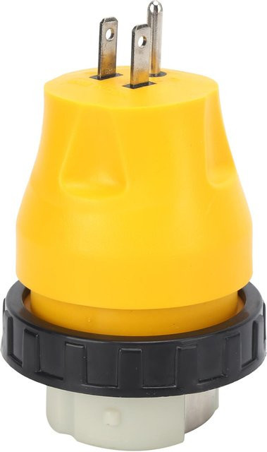 Igeteck RV Elektro Verriegelungsadapter 15A Stecker auf 50A Buchse Drehverschluss Stromkabelverbinder in Gelb - Bild 1
