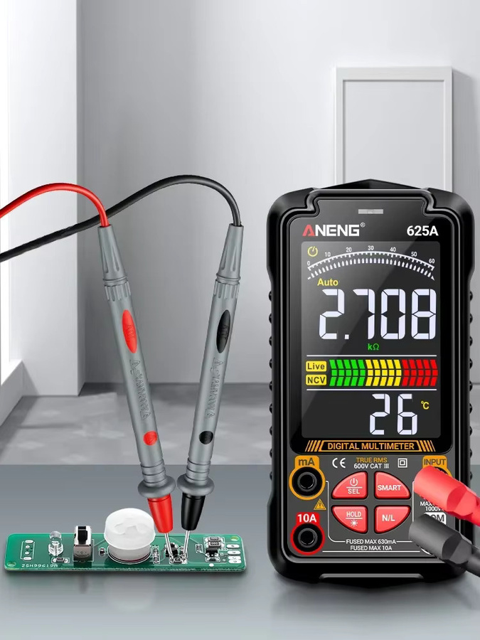 ANENG 625A Digital-Multimeter in Schwarz mit True RMS, 6000 Zählungen, 1000V AC/DC, 10A, NCV, Temperaturmessung und VA-Display, wiederaufladbar und mit automatischer Bereichswahl - Bild 6