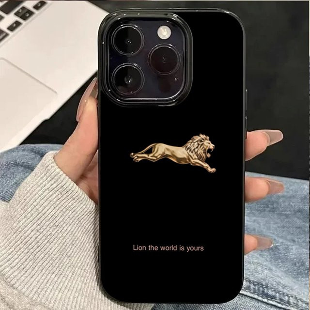 Stoßfeste iPhone Handyhülle mit Löwenmuster in Schwarz für verschiedene iPhone Modelle - Bild 1