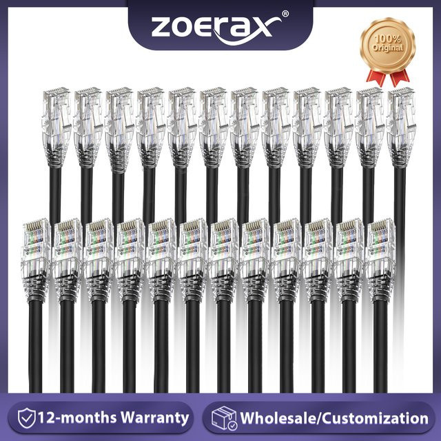 ZoeRax RJ45 CAT6A Ethernet-Patchkabel LAN-Kabel in Schwarz (24 Stück) - Bild 1