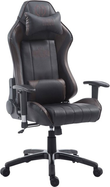TPFLiving Racing Bürostuhl Shiva Gaming Chair aus Kunstleder in Schwarz/Braun mit Kopfstütze und Armlehnen - Bild 1