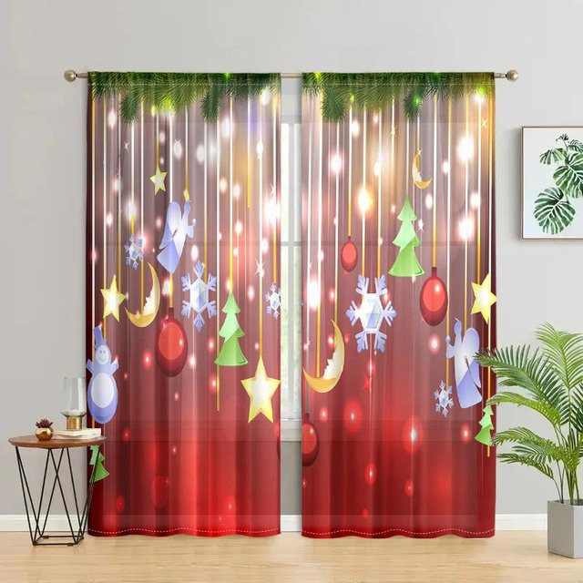 2er-Set schillernde Weihnachtsmann-Vorhänge mit 30 % Verdunkelung in Grau und Rot, Breite: 150 cm, Höhe: 166 cm - Bild 1