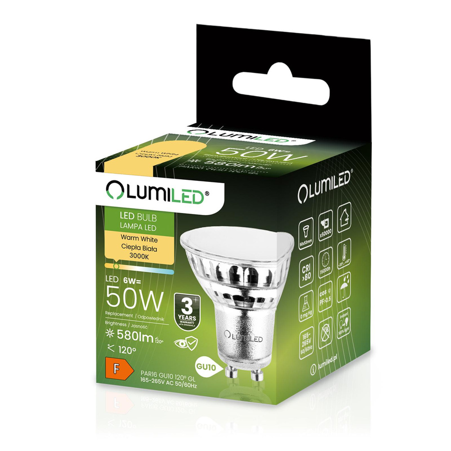 10er Set Lumiled LED-Birnen GU10 Reflektor PAR16 6W 580Lm 3000K Warmweiß - Bild 2