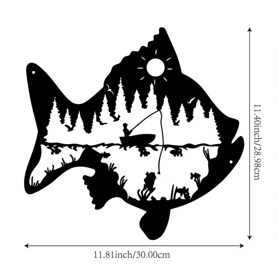 CIFBUY Metall-Fisch-Wandkunst in Schwarz als maritime Eisenskulptur für drinnen und draußen - Bild 2