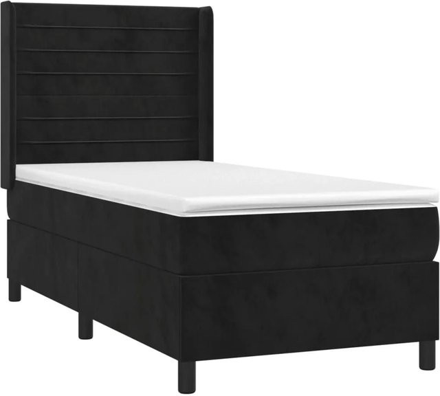 vidaXL Boxspringbett mit Matratze aus Samt in Schwarz, B/T/H: 100 x 200 cm - Bild 1