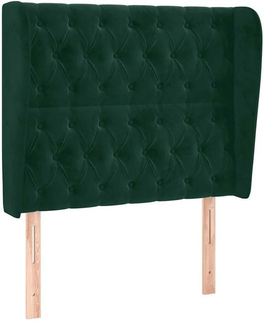 vidaXL Kopfteil mit Ohren in Dunkelgrün aus Samt, B/T/H: 93 x 23 x 118/128 cm - Bild 1