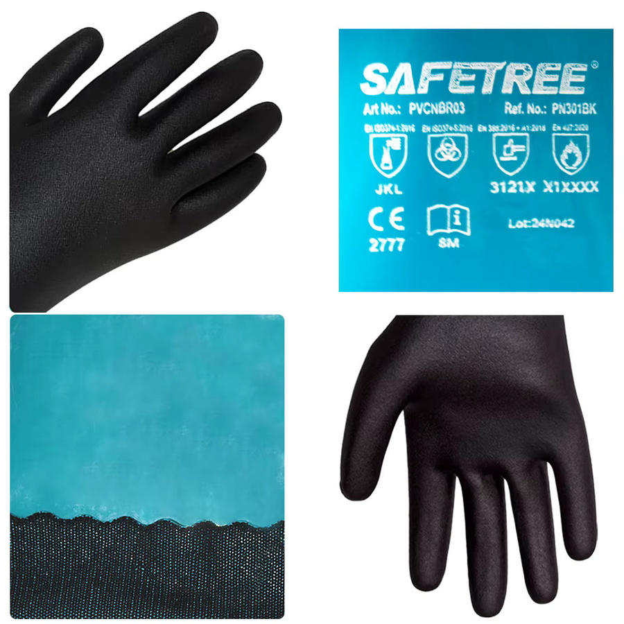 SAFETREE Chemikalienbeständige PVC-NBR Handschuhe wasserdicht und säurebeständig Höhe: 33 cm - Bild 4