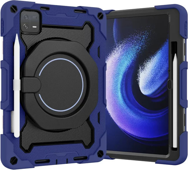 Robuste Schutzhülle für Xiaomi Pad 5 6 Pro und Redmi Pad SE in Blau mit Rotationsfunktion und Standfunktion - Bild 1