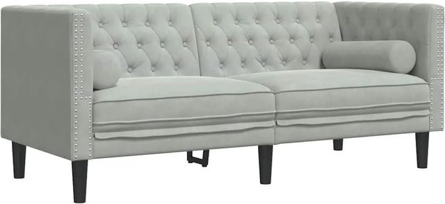 vidaXL Chesterfield Sofa Hellgrau aus Samt mit Polsterung B/T/H: 174 x 74,5 x 70,5 cm - Bild 1