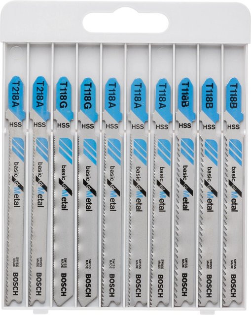 Bosch Stichsägeblatt-Set Basic for Metal aus Edelstahl, 10-teilig, T-Schaft, Silber - Bild 1