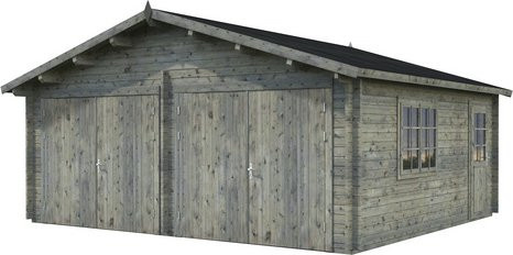 Palmako Holzgarage Roger aus Fichte mit Holztor, Fenster und Nebeneingangstür, Grau, B: 575 cm, T: 510 cm - Bild 2